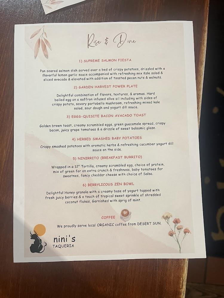 Nini's Taqueria Menu image 1